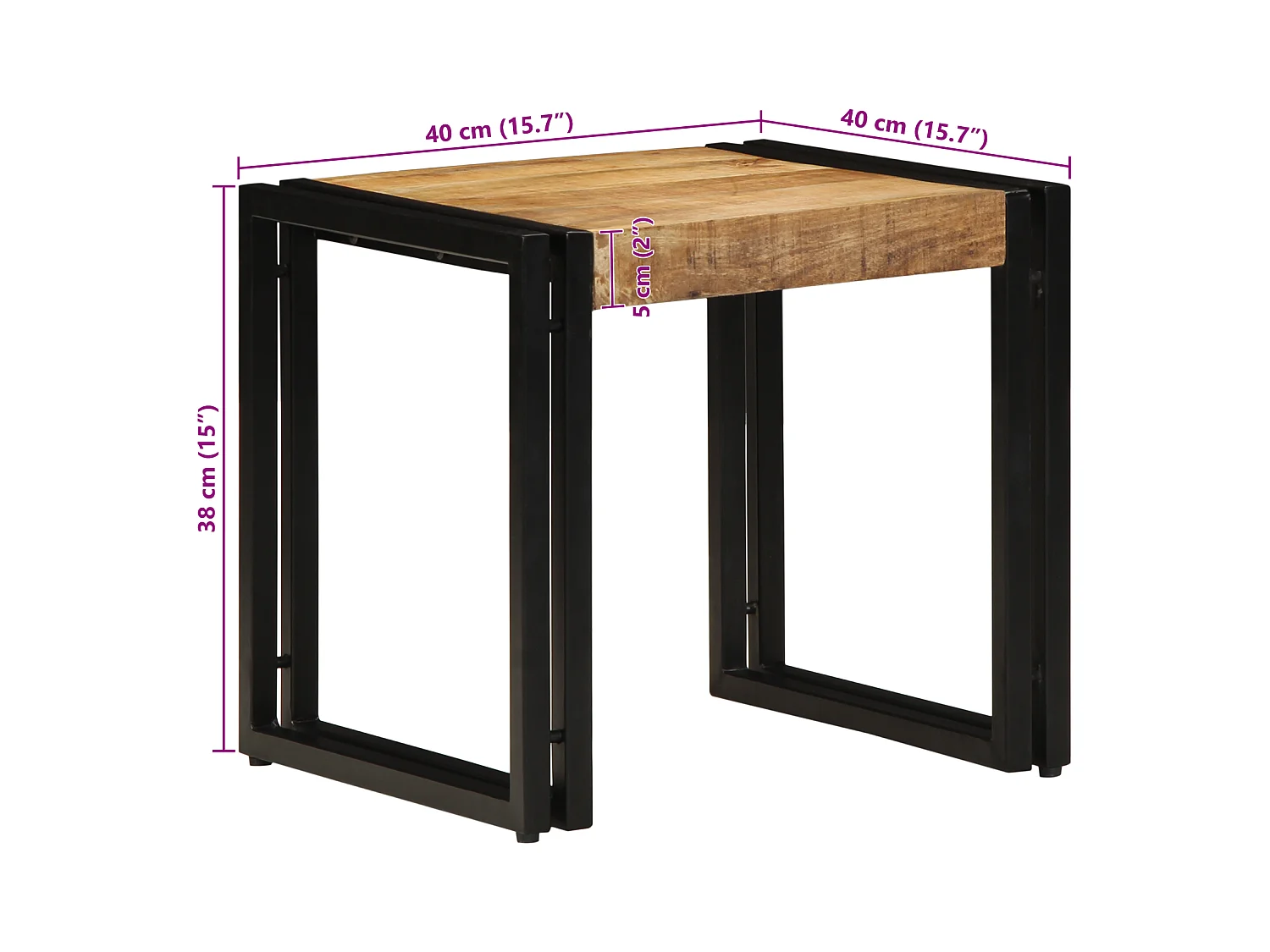 Table basse 40x50x38 cm en bois de manguier brut