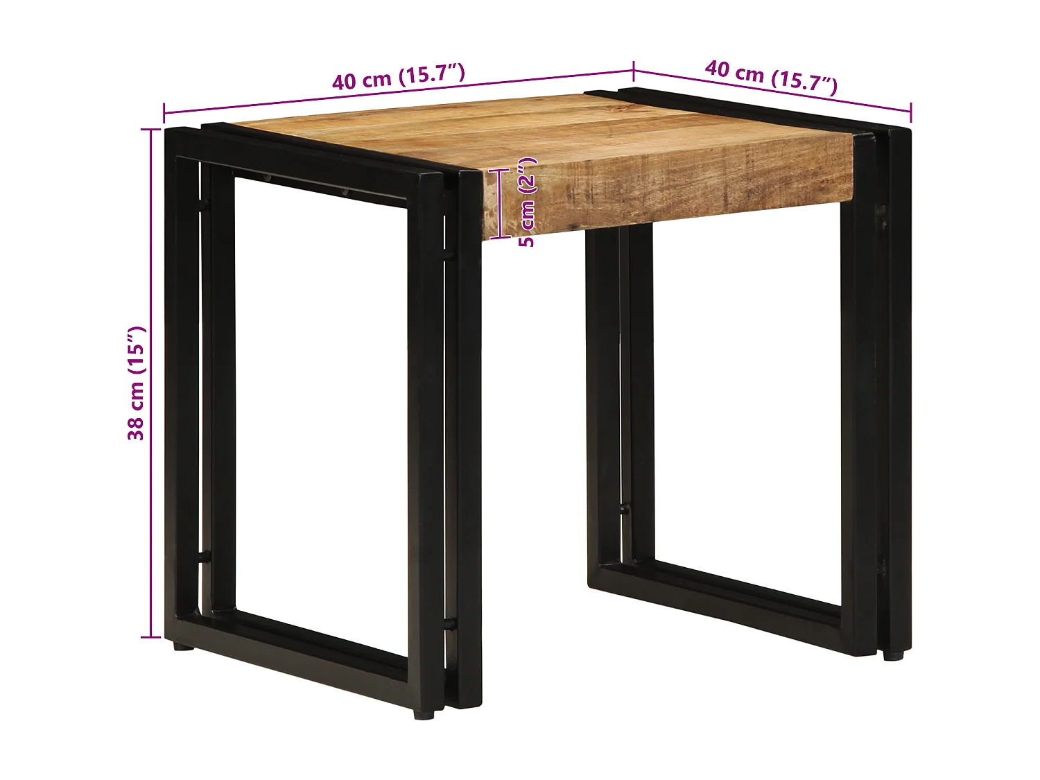 Table basse 40x50x38 cm en bois de manguier brut