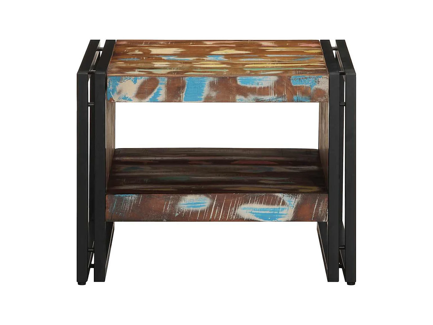 Tavolino multicolore 50x50x38 cm in legno massello di recupero