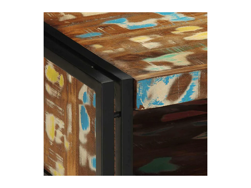 Tavolino multicolore 50x50x38 cm in legno massello di recupero