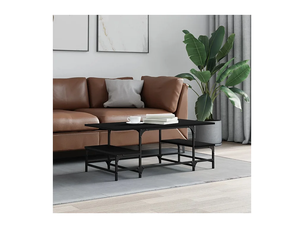 Table basse noir 100x50,5x40 cm bois d'ingénierie