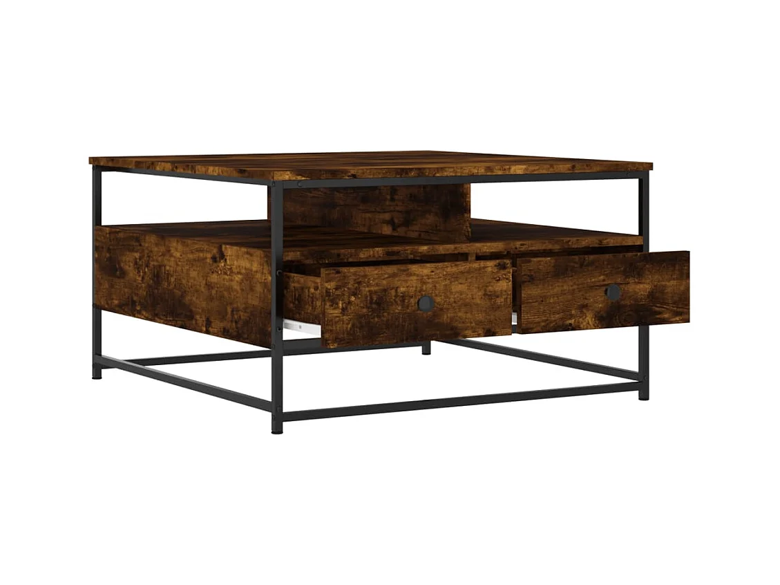 Table basse chêne fumé 80x80x45 cm bois d'ingénierie