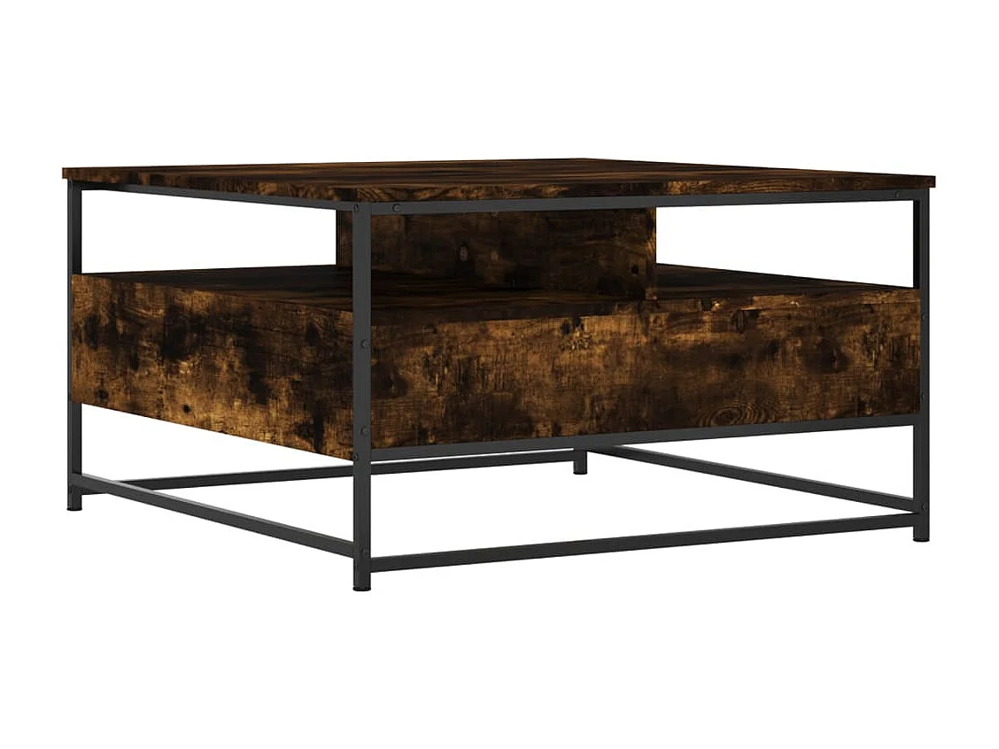 Table basse chêne fumé 80x80x45 cm bois d'ingénierie