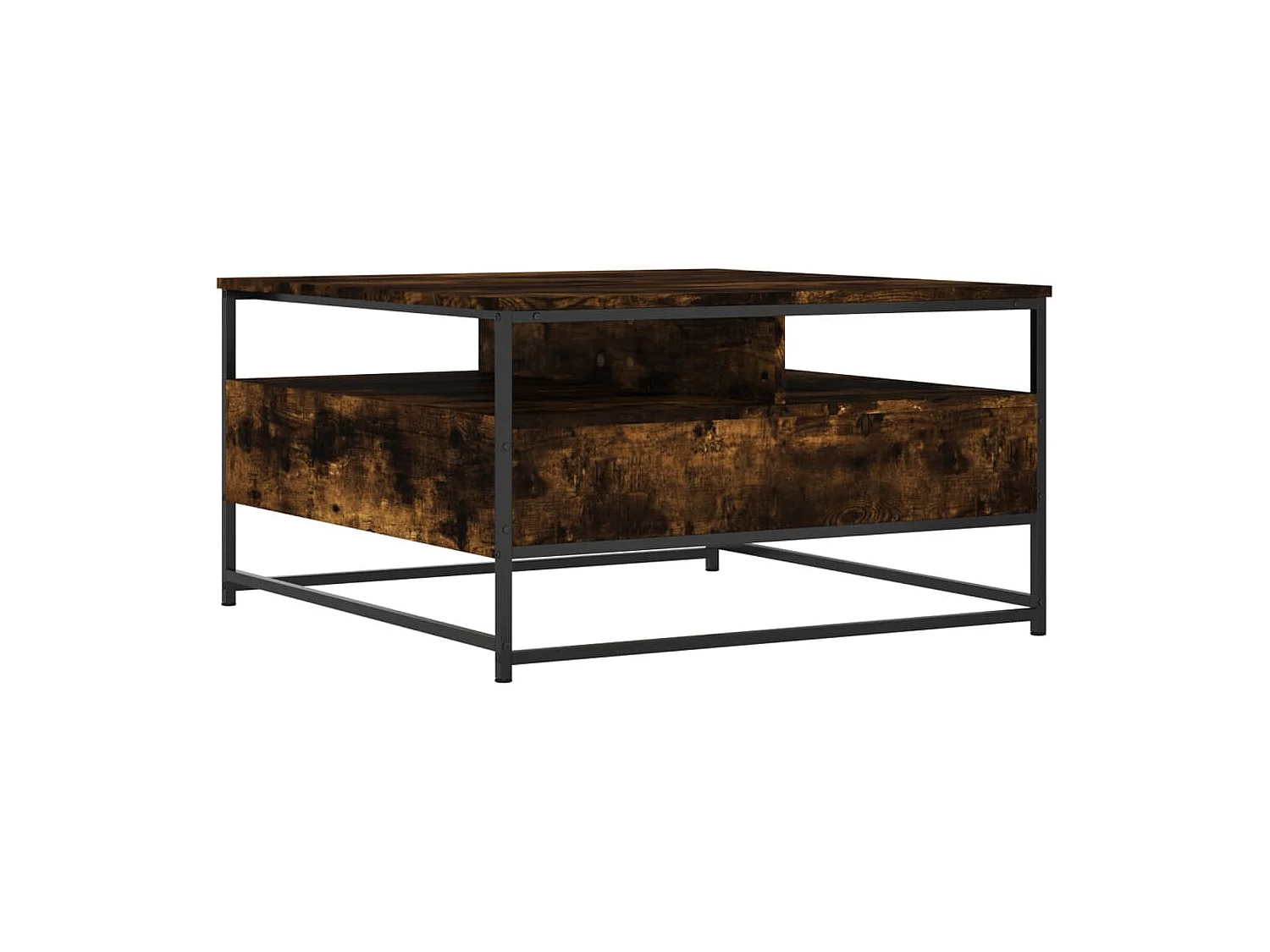 Table basse chêne fumé 80x80x45 cm bois d'ingénierie