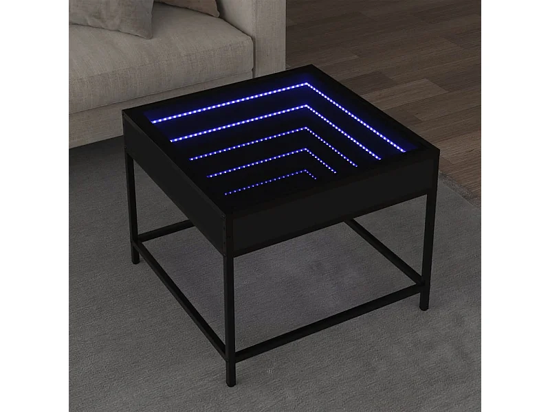 Table basse avec LED Infinity noir 50x50x41 cm