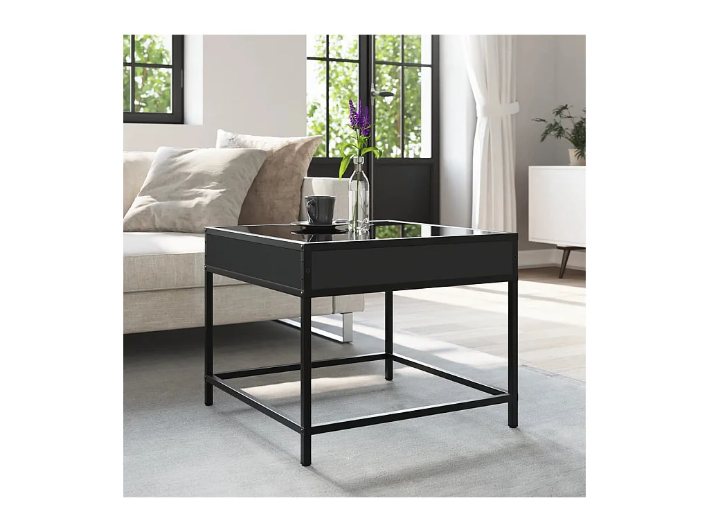 Table basse avec LED Infinity noir 50x50x41 cm