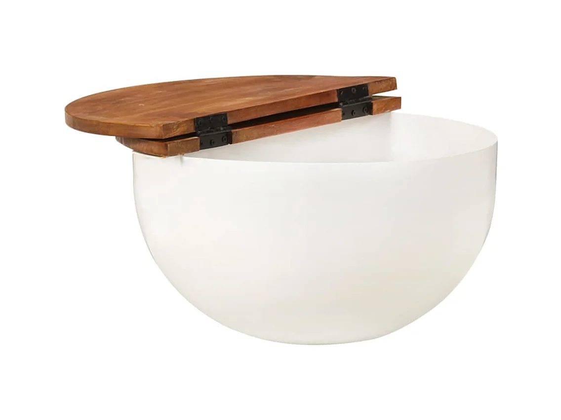 Witte salontafel 50x27 cm massief gerecycled hout