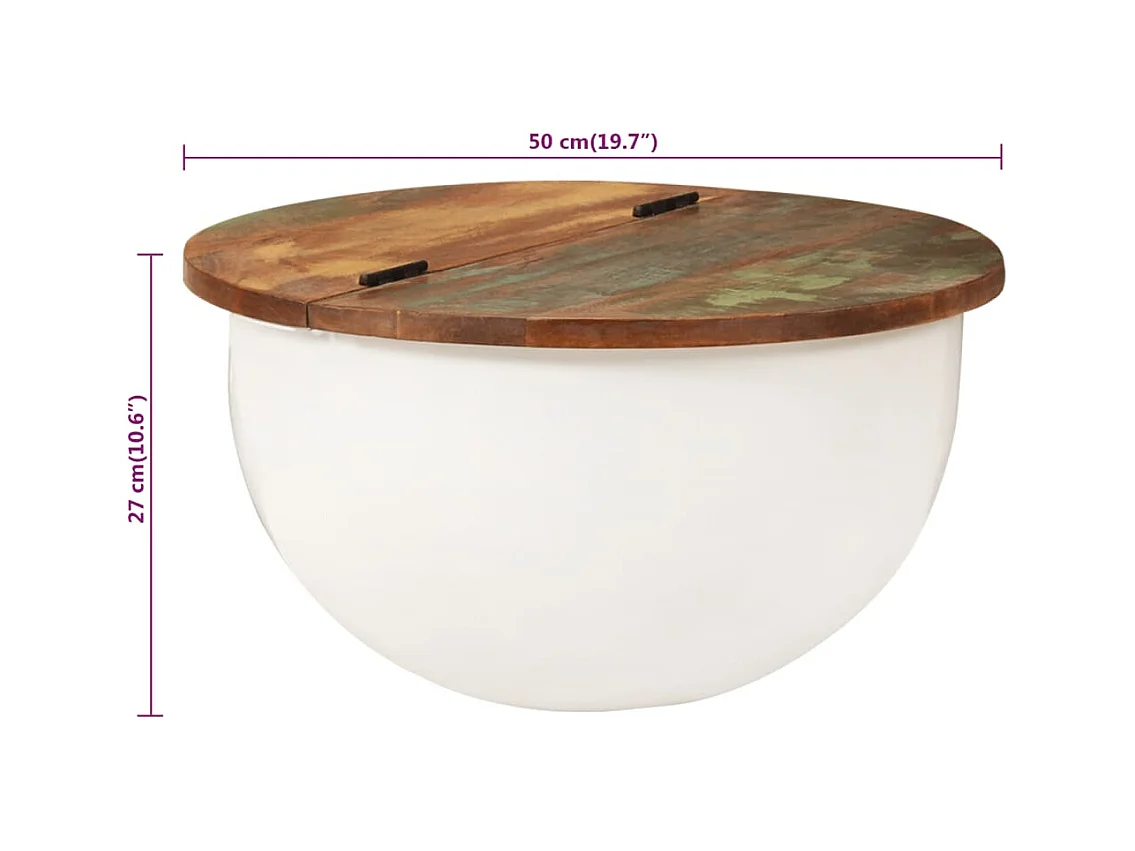 Witte salontafel 50x27 cm massief gerecycled hout