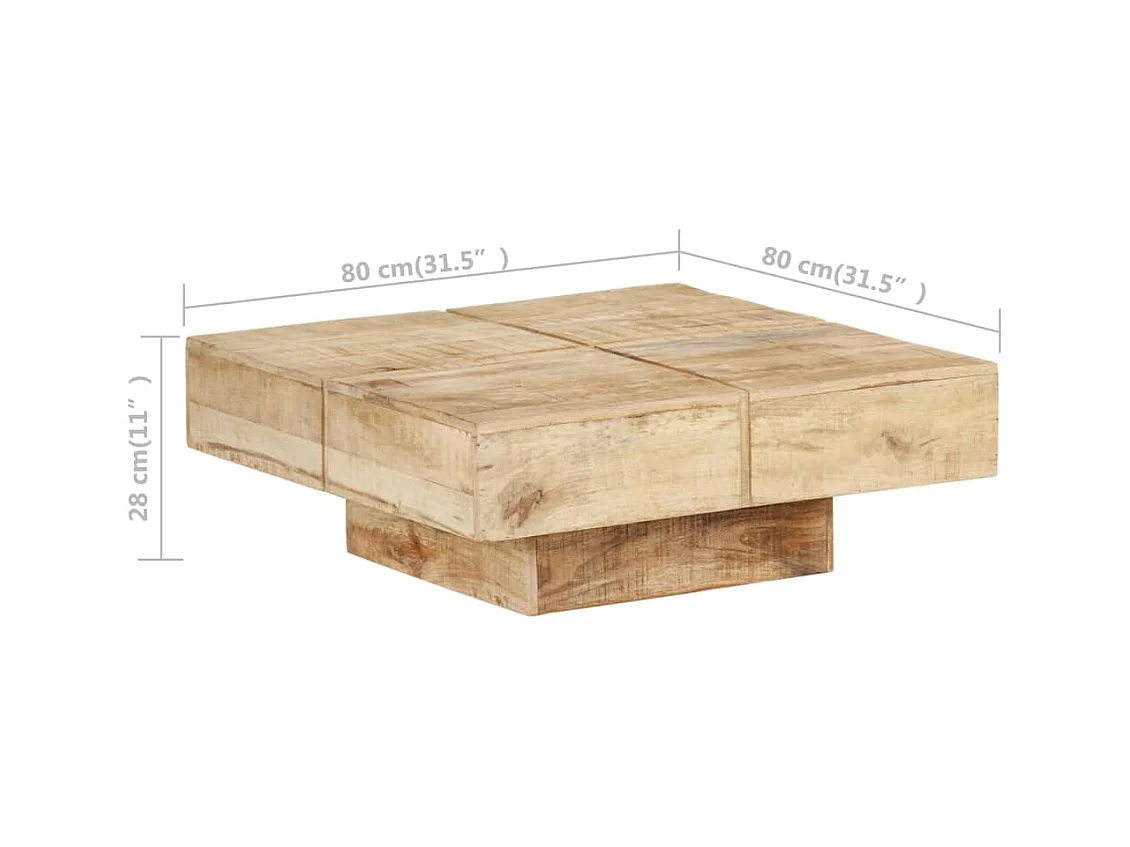 Table basse 80x80x28 cm Bois de manguier massif