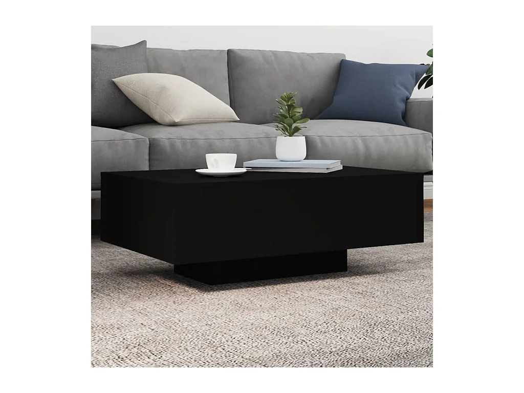 Table basse avec lumières LED noir 85x55x31 cm