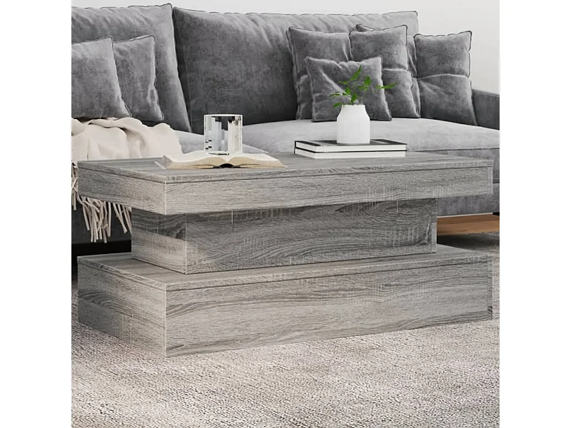 Table basse avec lumières LED gris sonoma 90x50x40 cm