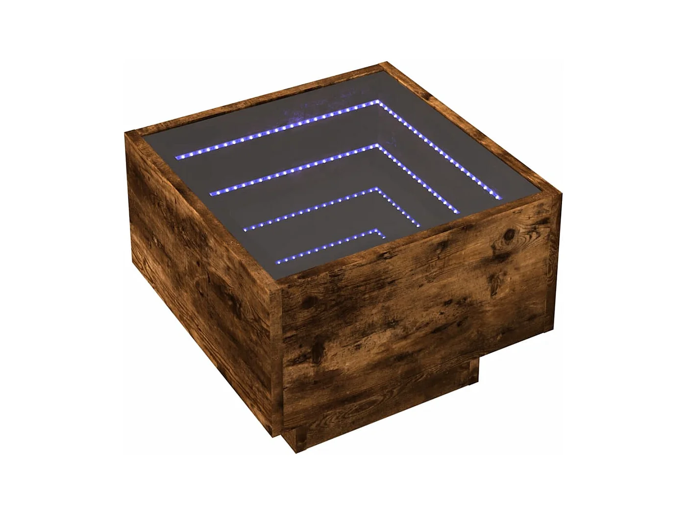 Table d'appoint et LED chêne fumé 40x40x30 cm bois d'ingénierie