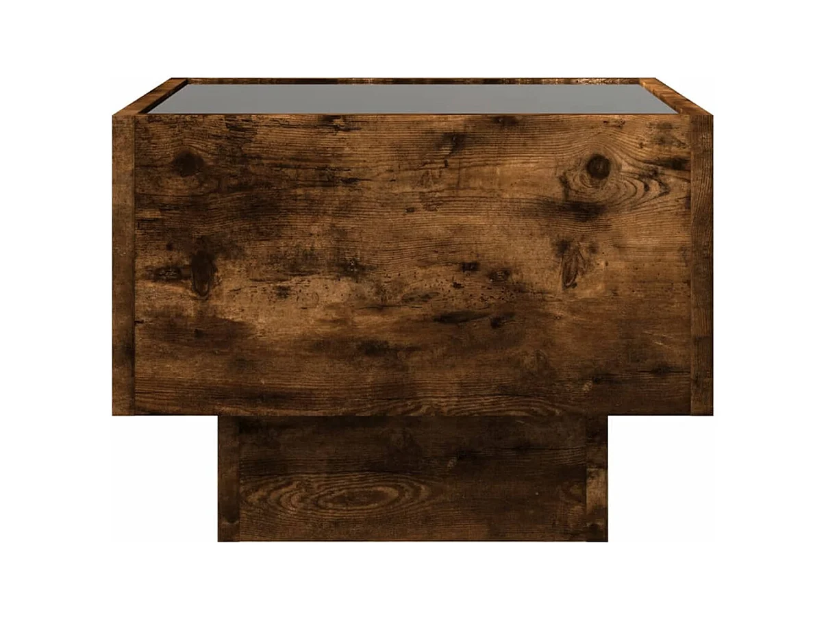 Table d'appoint et LED chêne fumé 40x40x30 cm bois d'ingénierie