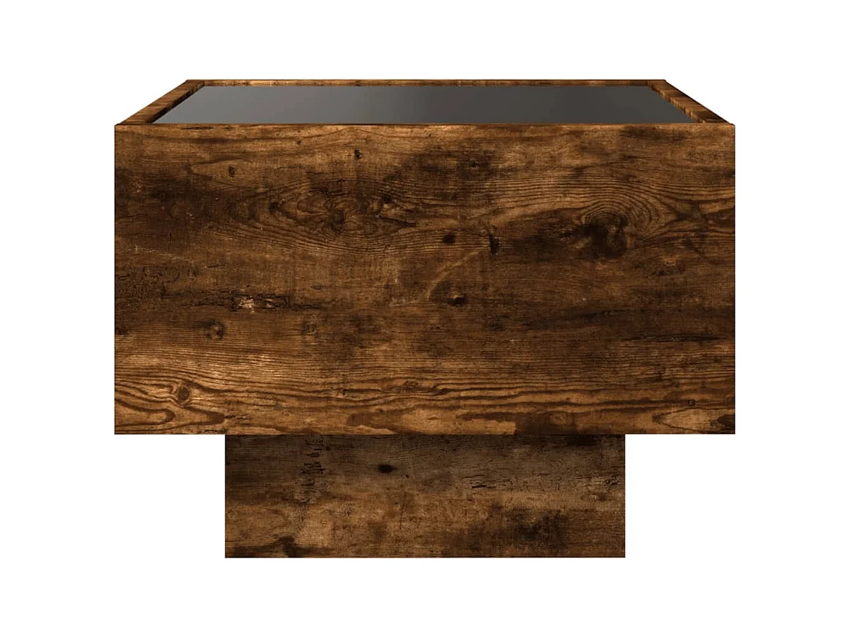 Table d'appoint et LED chêne fumé 40x40x30 cm bois d'ingénierie