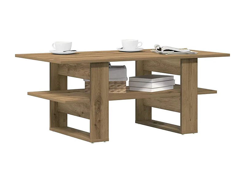 Handgemaakte eikenhouten salontafel 102x55x42 cm bewerkt hout