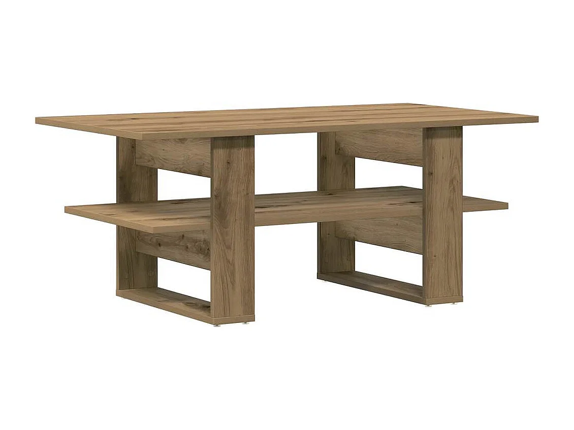 Table basse chêne artisanal 102x55x42 cm bois d'ingénierie