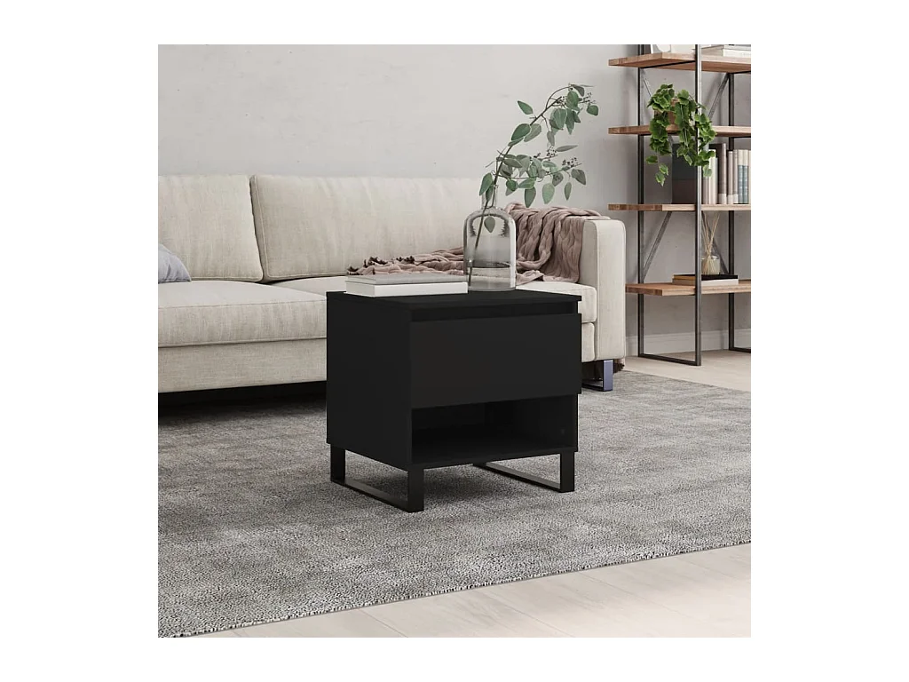 Table basse noir 50x46x50 cm bois d’ingénierie