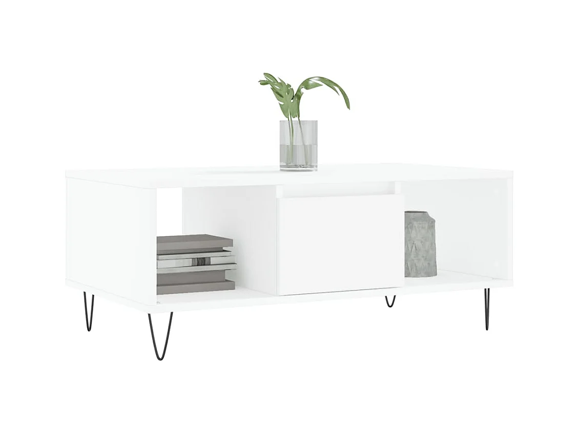 Table basse Blanc 90x50x36,5 cm Bois d'ingénierie