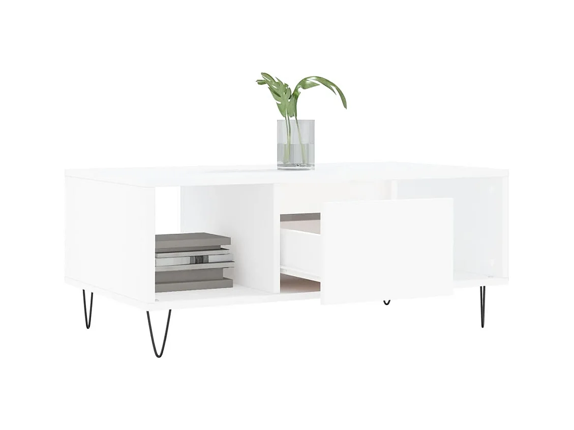 Table basse Blanc 90x50x36,5 cm Bois d'ingénierie