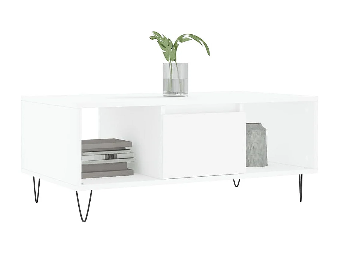 Table basse Blanc 90x50x36,5 cm Bois d'ingénierie