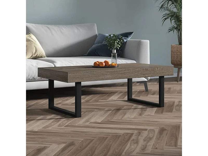 Table basse Gris et noir 120x60x40 cm MDF et fer