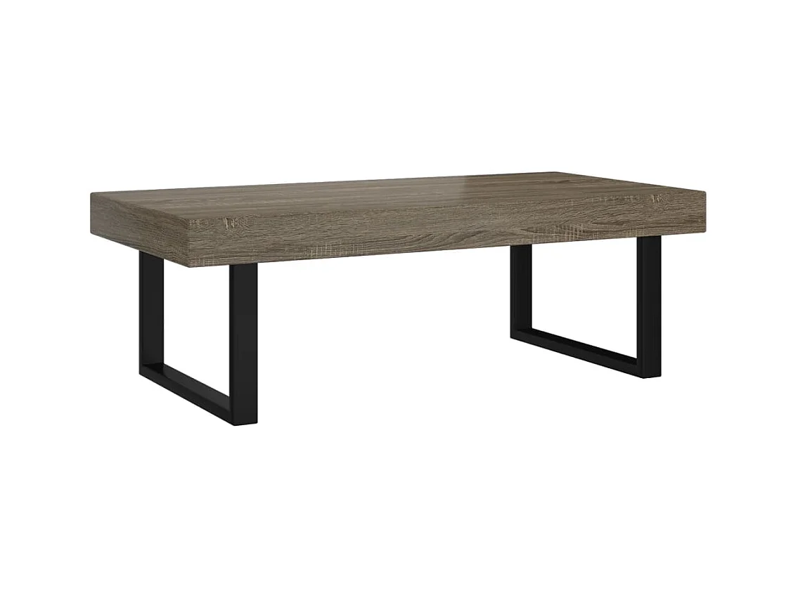 Tavolino grigio e nero 120x60x40 cm MDF e ferro