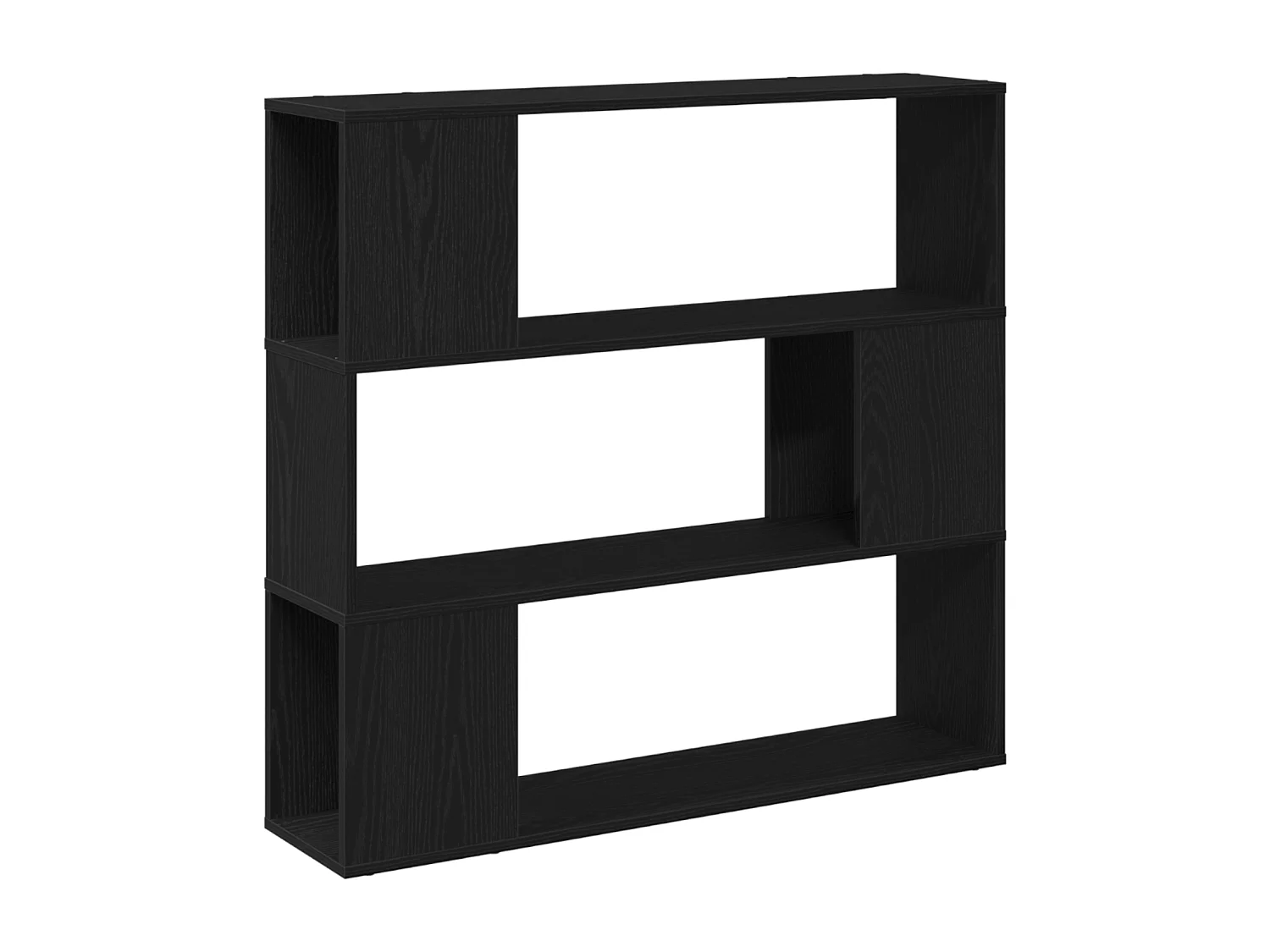 Librería en negro y roble, 100x24x94 cm, fabricada en madera de ingeniería.