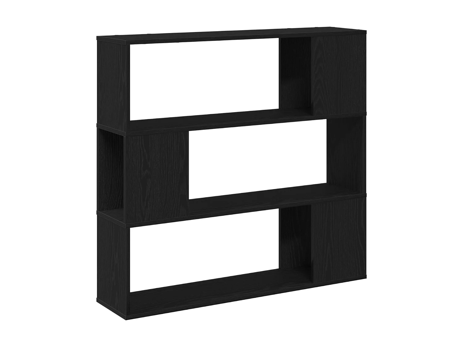 Librería en negro y roble, 100x24x94 cm, fabricada en madera de ingeniería.