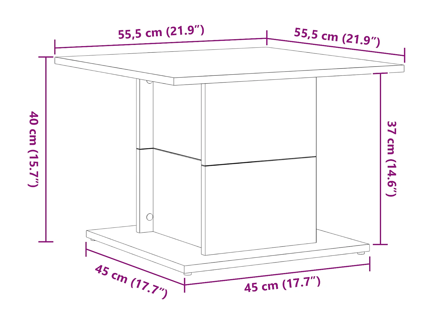 Table basse Chêne noir 55.5x55.5x40 cm