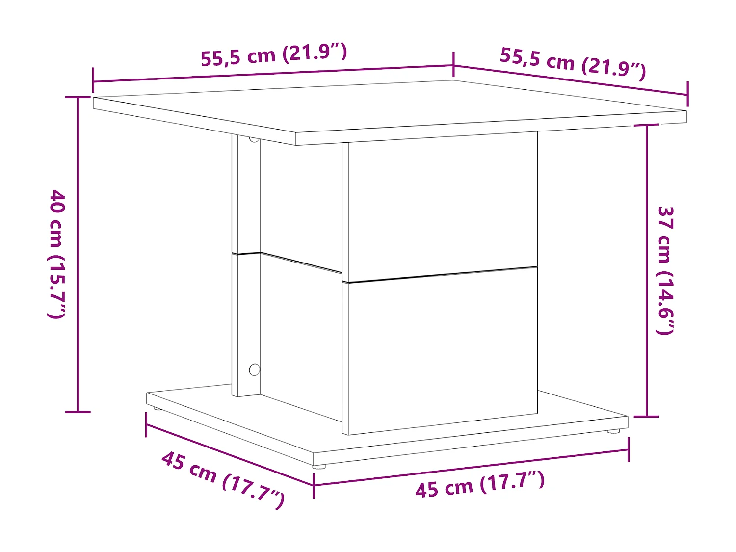 Table basse Chêne noir 55.5x55.5x40 cm