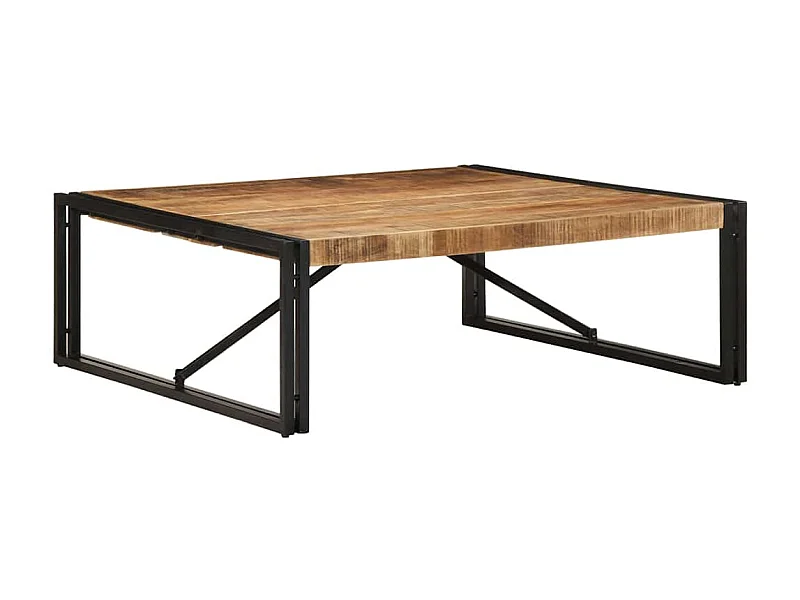 Mesa de centro 100x100x35 cm madera maciza de mango en bruto