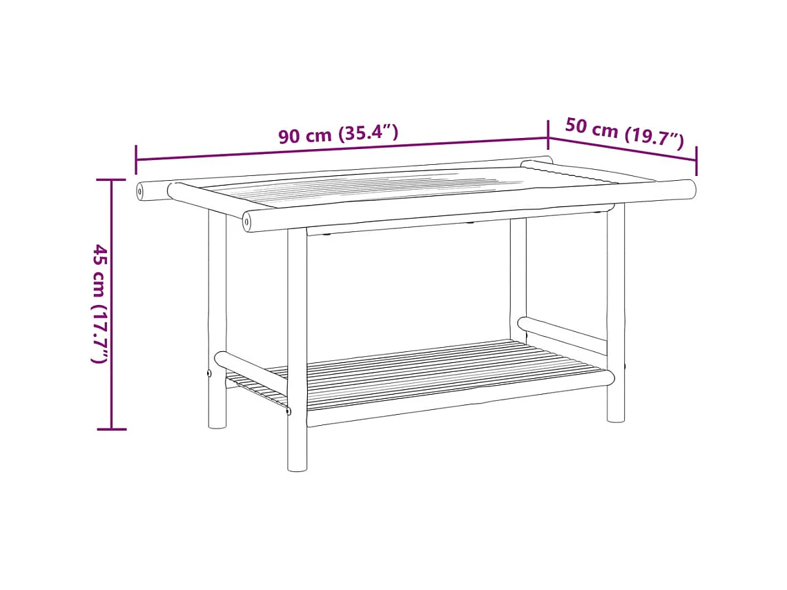 Table basse 90x50x45 cm bambou
