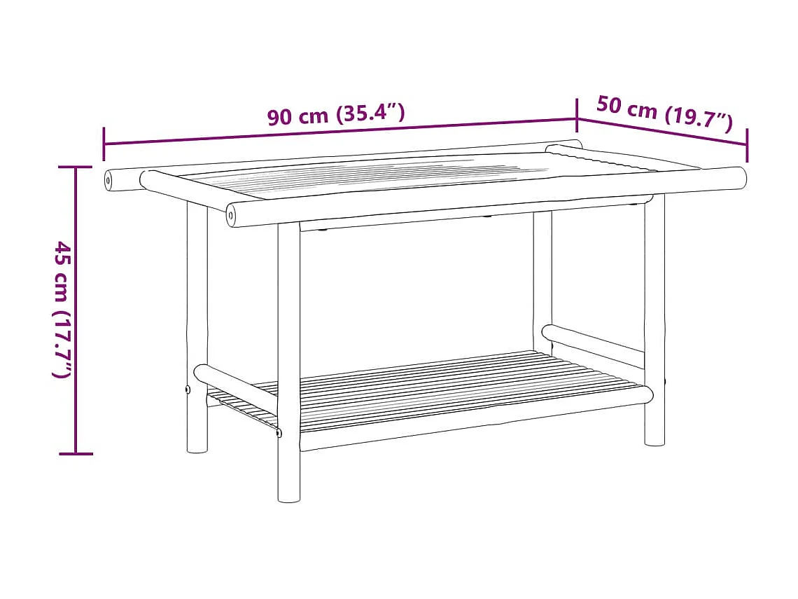 Mesa de centro 90x50x45 cm bambú
