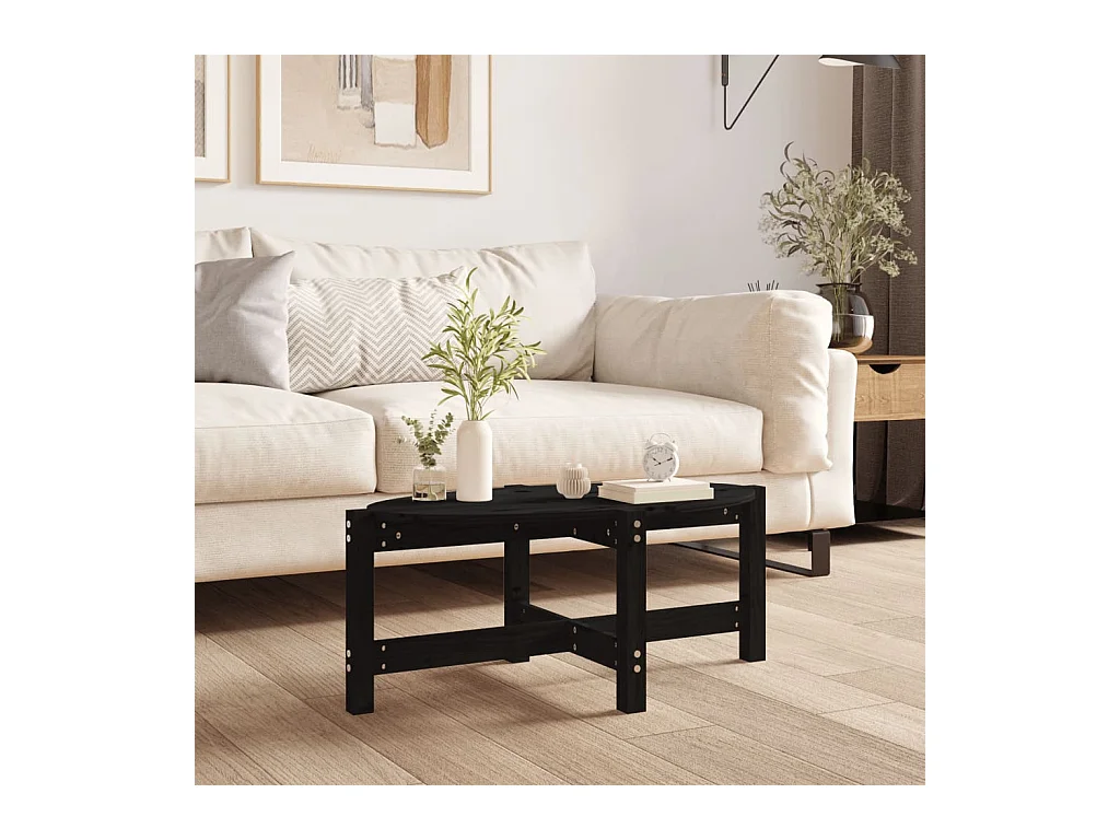 Table basse Noir 87x48x35 cm Bois massif de pin