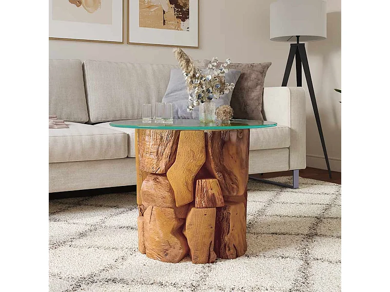 Tavolino da caffè in legno massello di teak galleggiante 60 cm