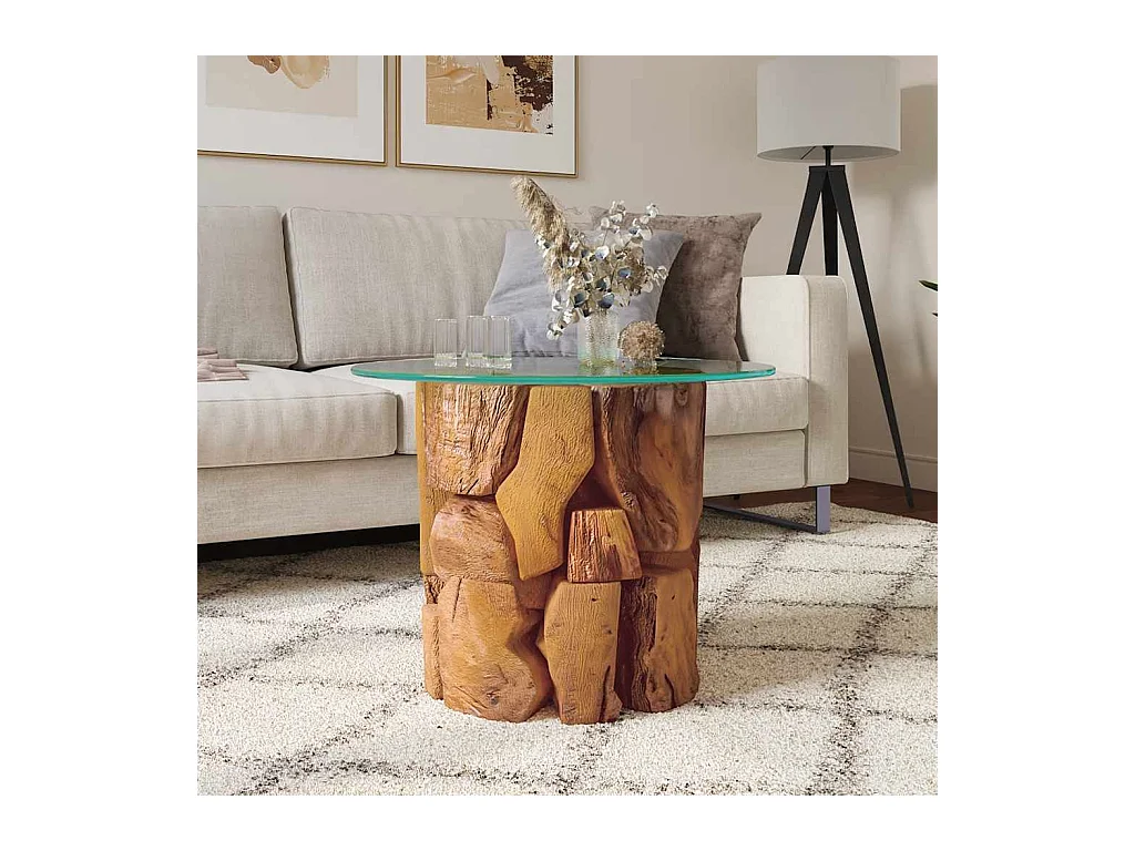 Table basse Bois flottant de teck massif 60 cm