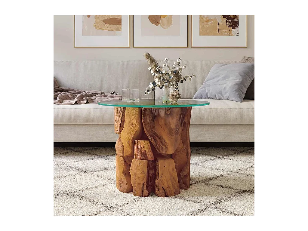 Table basse Bois flottant de teck massif 60 cm