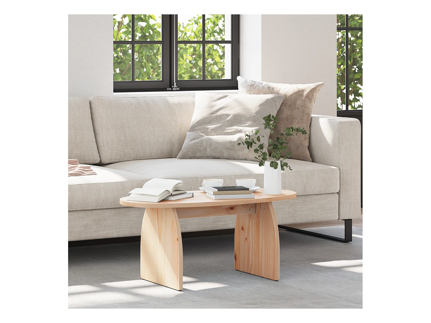 Table basse Naturel 80 x 40 x 35 cm Bois de pin massif