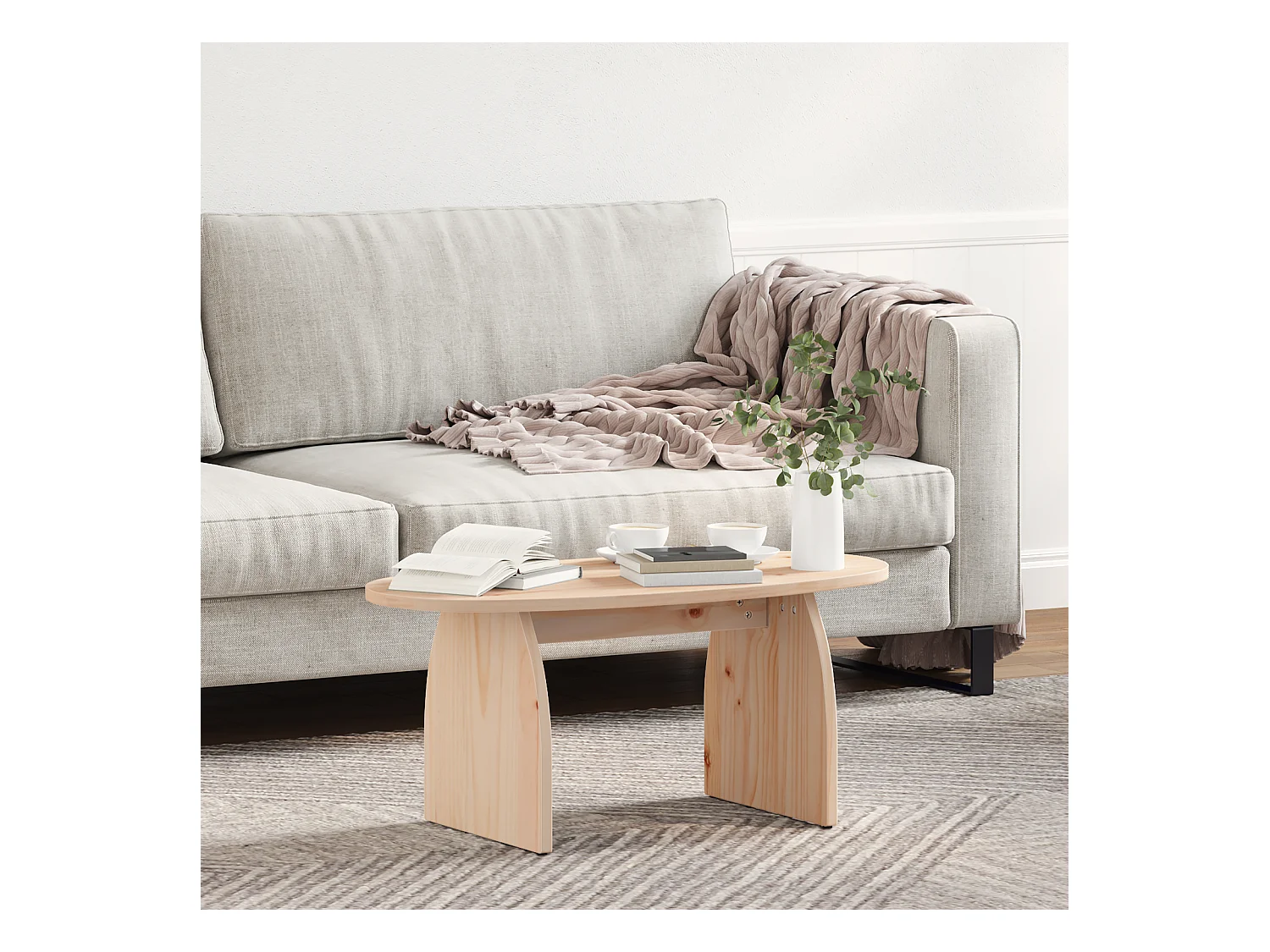 Table basse Naturel 80 x 40 x 35 cm Bois de pin massif