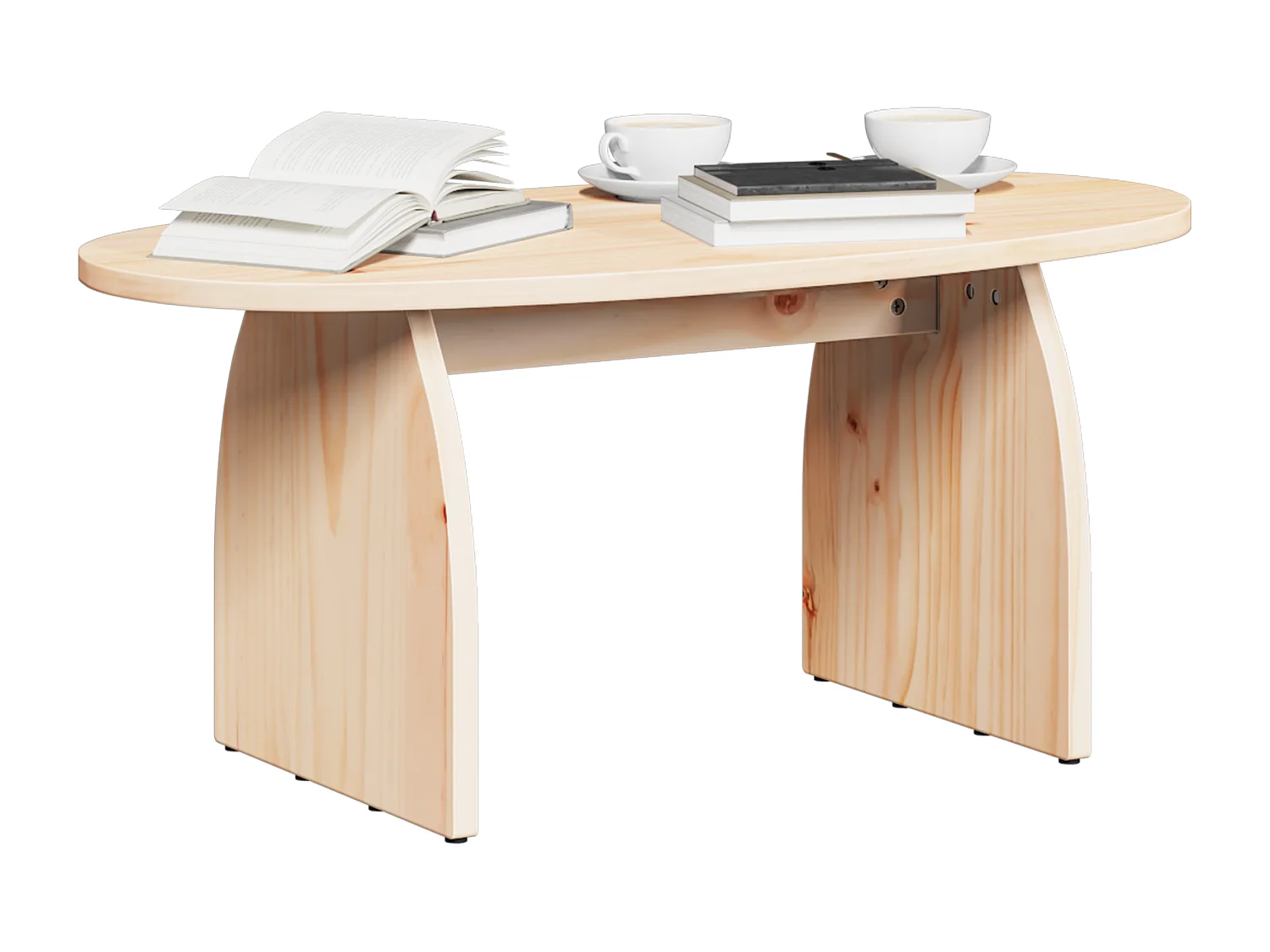 Tavolino naturale 80 x 40 x 35 cm Legno massello di pino