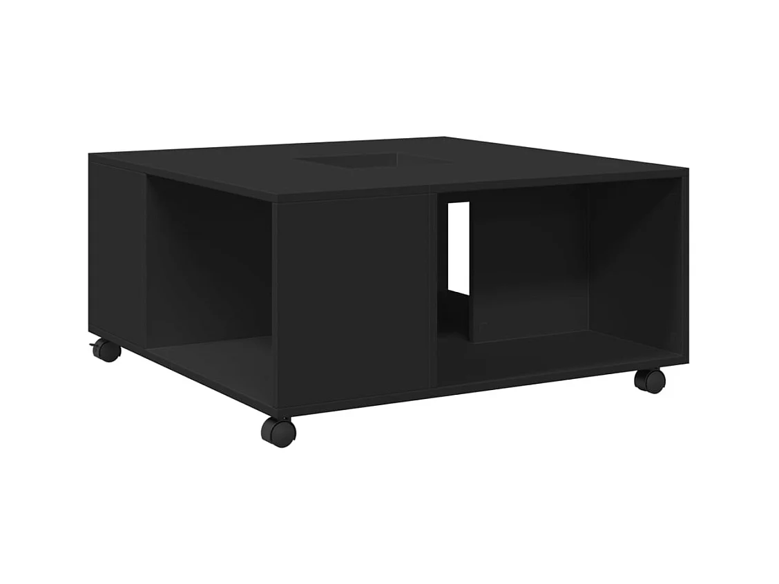 Table basse noir 80x80x40 cm bois d'ingénierie