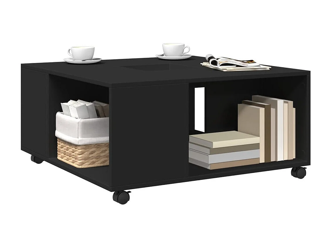 Mesa de centro negra 80x80x40 cm madera de ingeniería