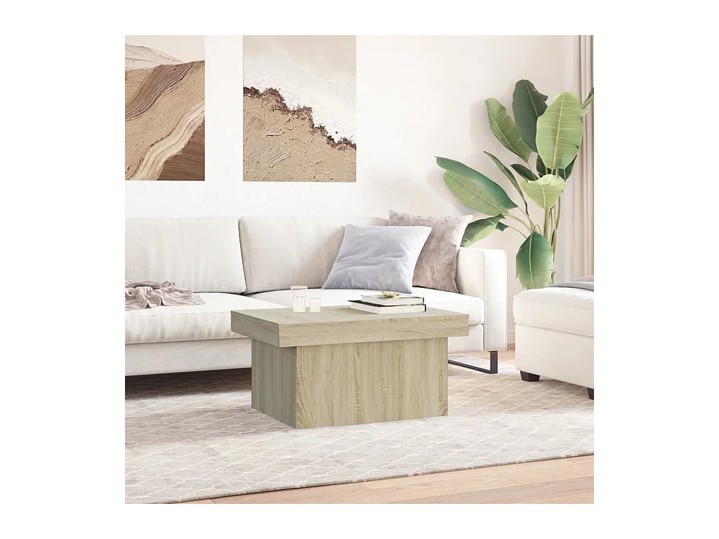 Table basse chêne sonoma 80x55x40 cm bois d'ingénierie