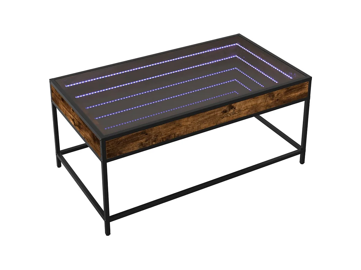 Tavolino con LED infinito rovere fumé 90x50x41 cm