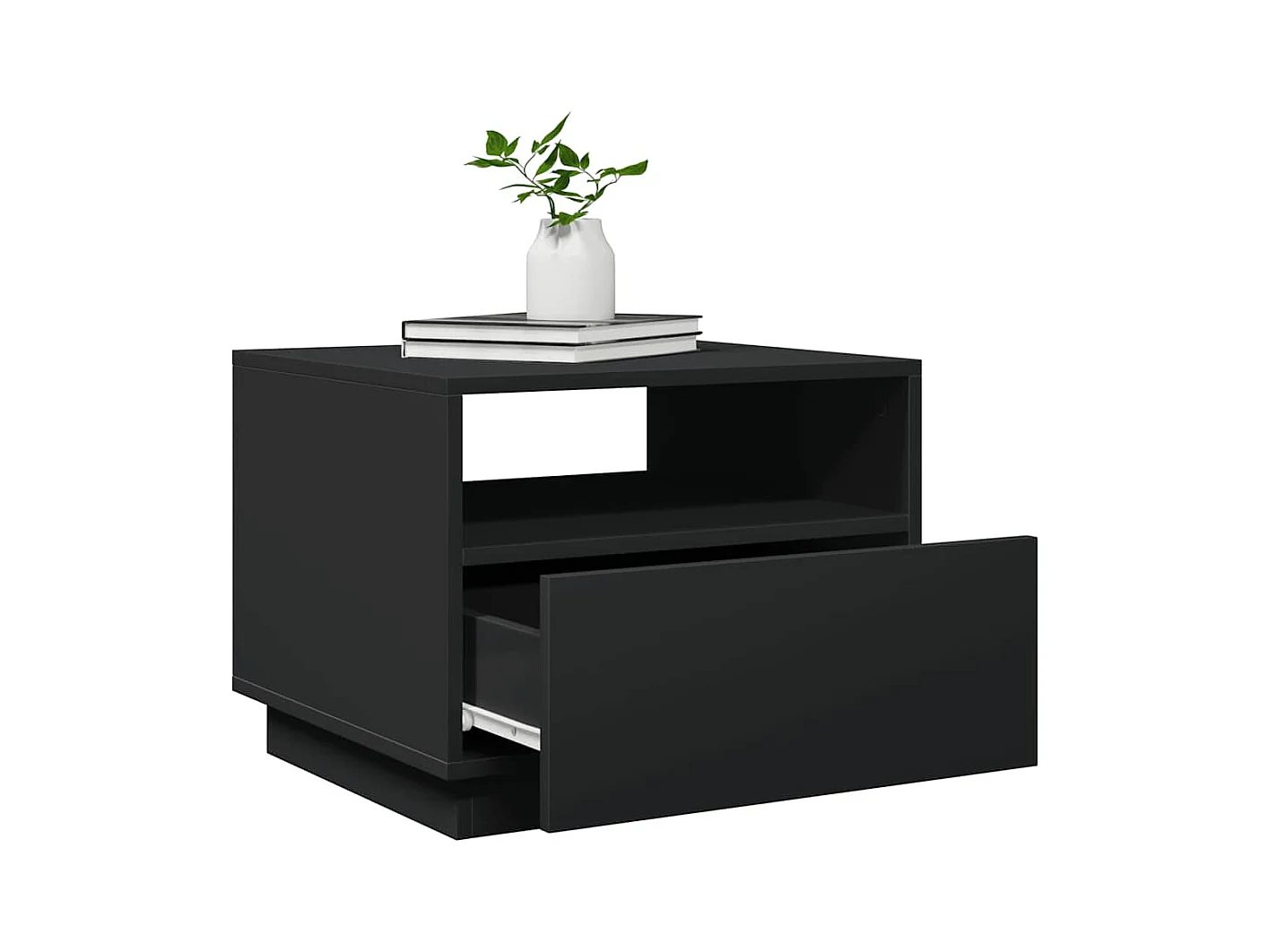 Table basse avec lumières LED noir 50x49x40 cm