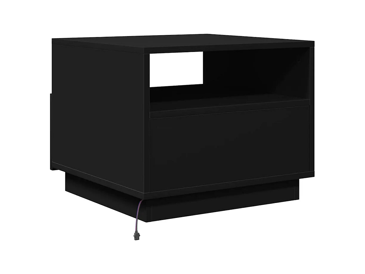 Table basse avec lumières LED noir 50x49x40 cm