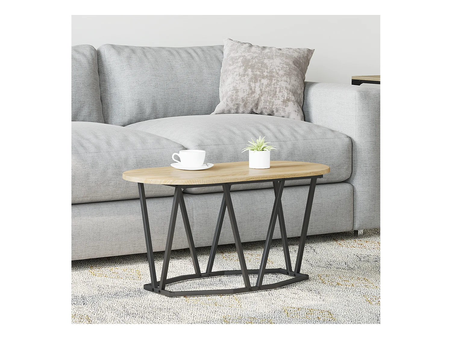 Table basse en chêne Sonoma 80x40x40,5 cm en bois d'ingénierie et métal