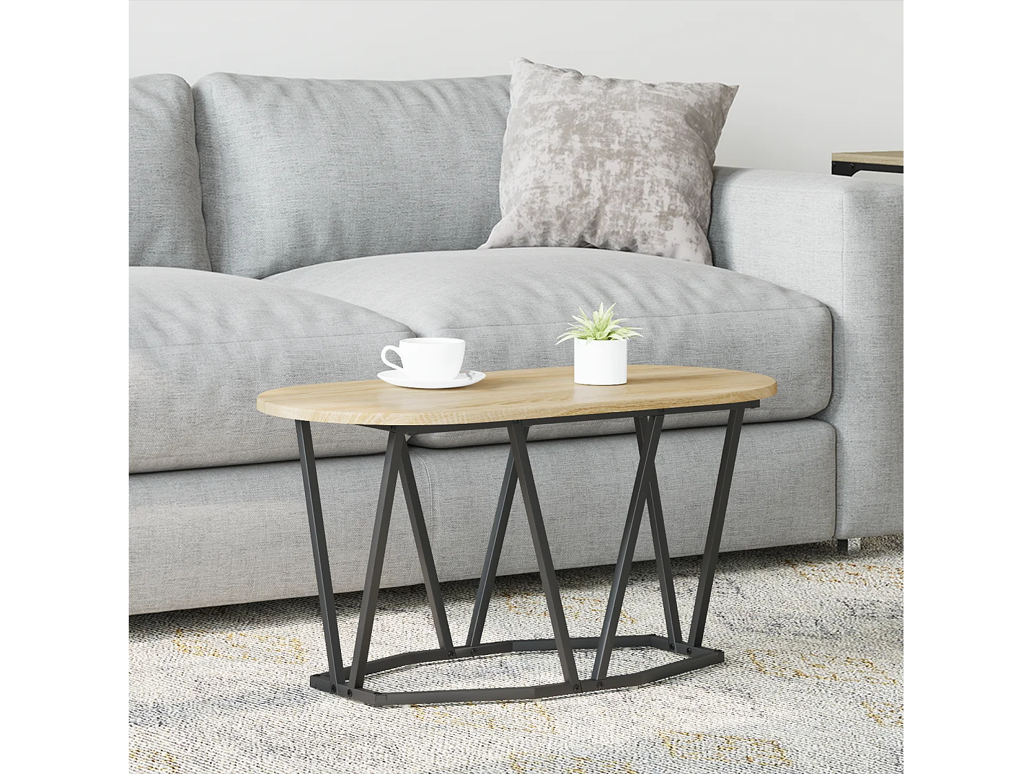 Table basse en chêne Sonoma 80x40x40,5 cm en bois d'ingénierie et métal