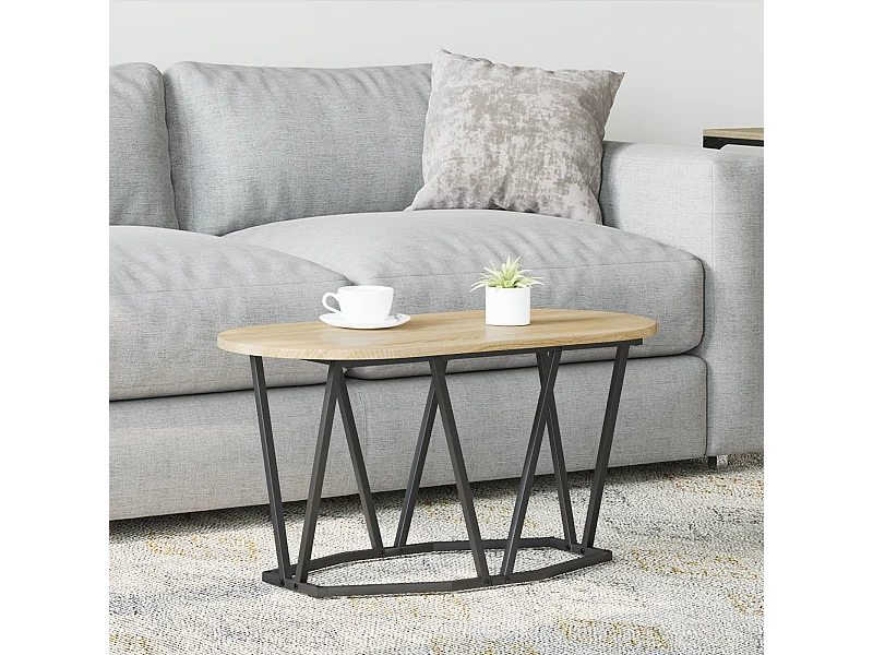 Sonoma eiken salontafel 80x40x40,5 cm in bewerkt hout en metaal