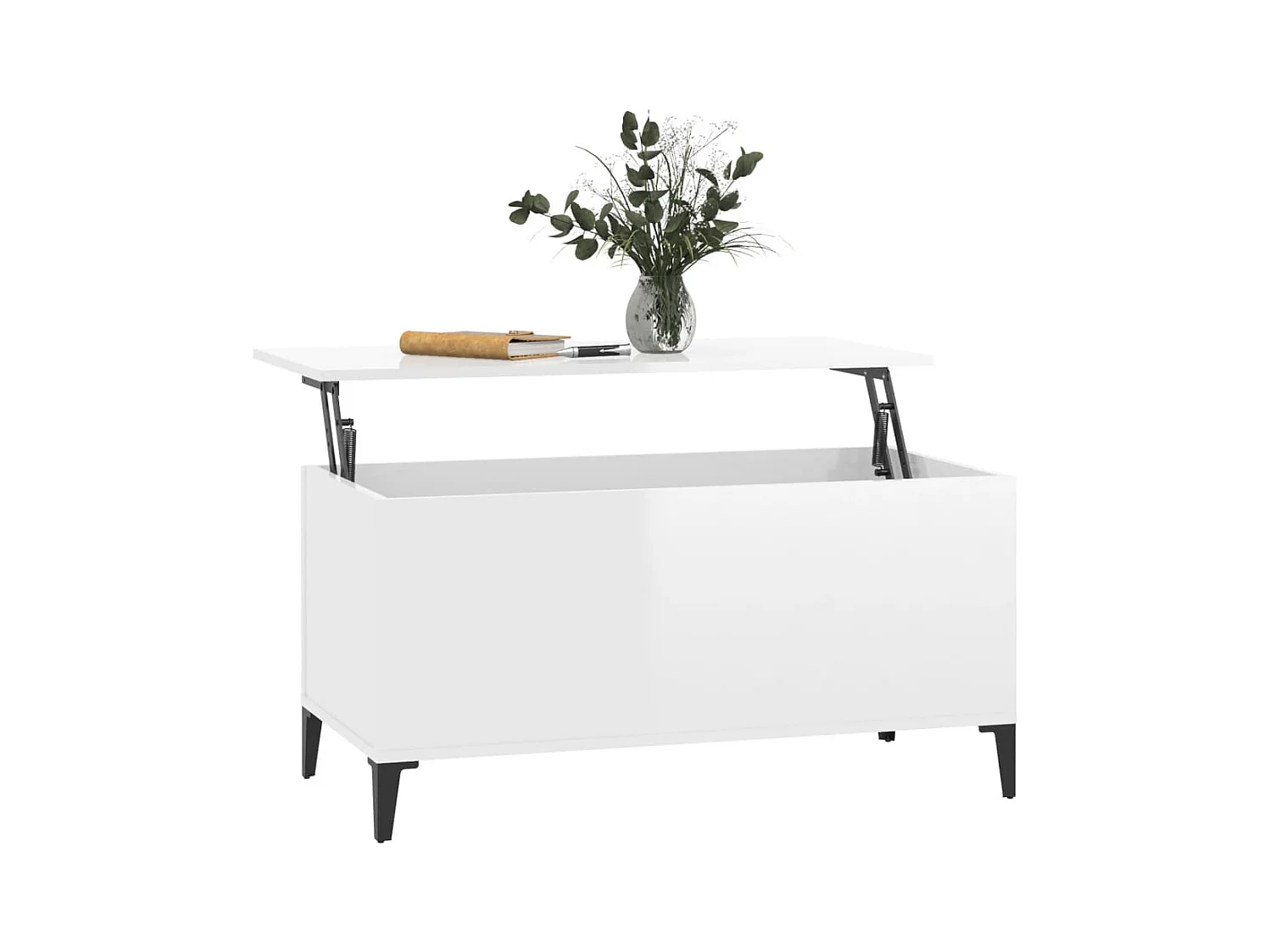 Table basse Blanc brillant 90x44,5x45 cm Bois d'ingénierie